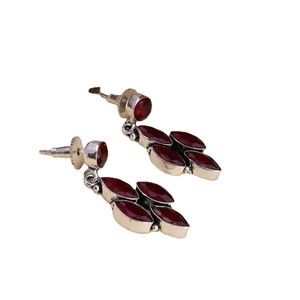 Natural <b>Red</b> Garnet Marquise Cluster Drop <b>Earrings</b> Silver Plated Brass Vintage Handmade Gemstone Gift for Women RUHAN GEMS ER-087 - Product Image 6