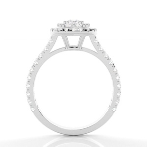 Bague de fiançailles et de mariage pour femme en argent sterling 925 plaqué rhodium, sertie de diamants de laboratoire, style ethnique, à double sangle pavée - Product Image 4