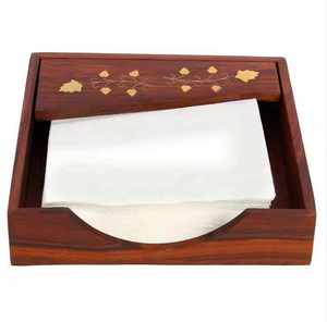 กล่องใส่กระดาษทิชชูและที่ใส่กระดาษเช็ดปากไม้แบบเป็นมิตรกับสิ่งแวดล้อม ดีไซน์คลาสสิก ตกแต่งด้วยมือ เหมาะสำหรับร้านอาหาร โรงแรม สำนักงาน - Product Image 4