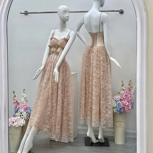 Luxury Chiffon Corset <b>Long</b> Dress Applique Bow Detail <b>Spaghetti</b> Strap Sweetheart Neckline Ball Gown Silhouette Empire Spring - Product Image 6