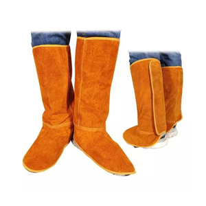 Leather Welding Spats Shoes Cover Working <b>Tool</b> Protection Welder Feet Cover Firefighting Heavy Duty Abrasion Resistant Workwear - Product Image 2