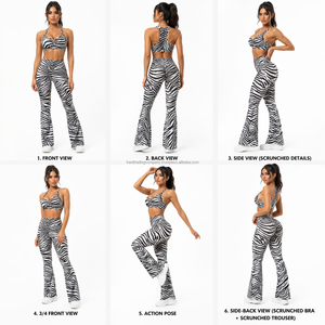 Ensemble de yoga sublimé imprimé zèbre marque privée, 2 pièces : soutien-gorge de sport et leggings froncés taille haute pour femme, grandes tailles, pour la gym et l'entraînement - Product Image 6