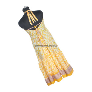 Nuevo Vestido Bohemio Vintage de Seda con Volantes para Mujer, Vestido Moderno Elegante de Seda Estilo Saree, Vestido de Noche sin Mangas para Damas - Product Image 6