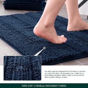 Thick Chenille Bath <b>Mat</b> Rectangle Solid Color Non-Slip Rubber Backing Machine Washable Modern Style Home Use - Product Image 6
