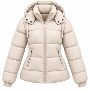 Veste matelassée pour femme en gros, manteau d'hiver chaud avec capuche amovible, veste bulle couleur unie, manteau matelassé streetwear personnalisé pour femme - Product Image 1