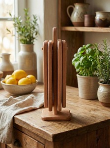 Tabla de cortar de madera ecológica, 4 piezas con soporte, acabado pulido que ayuda a evitar que los alimentos se adhieran durante el corte. - Product Image 6