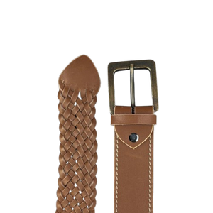 Cinturón Trenzado Casual para Hombre, Color Bronceado, con Logotipo Personalizado 2026, Cuero Genuino de Alta Calidad con Hebilla de Aleación, Venta al Por Mayor OEM, Patrón Tejido - Product Image 4