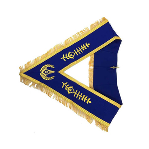Col de veste maçonnique bleu personnalisé, brodé avec bordure dorée, design classique, badge à coudre sur vêtement - Product Image 6