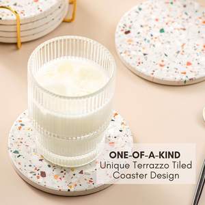 Sous-verres absorbants avec support pour boissons, sous-verres en bois naturel et en pierre pour table basse, absorbants pour les boissons - Product Image 3