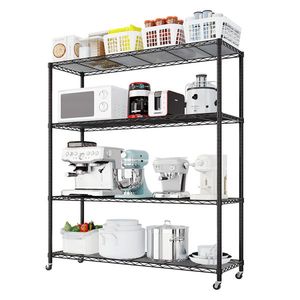 Heavy Duty 46.06\" W Metal Storage Shelves Wheels 800LBS NSF Adjustable Garage <b>Rack</b> <b>Wire</b> Shelving Unit Storage Holders <b>Racks</b> - Product Image 2
