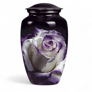 Black Aluminum Cremation Urn Rose Print <b>Memorial</b> <b>Keepsake</b> Adult Cremation Vessel With Velvet Drawstring Bag - Product Image 3