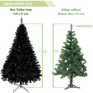 Albero di Natale di Lusso in PVC Preilluminato, 2,4m, 1050 Rami, Nero con Supporto in Metallo, Stile Premium per Decorazioni Festive - Product Image 4