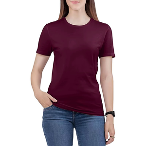 Camiseta de Algodón Transpirable de Alta Calidad con Logotipo Personalizado para Mujer, Camiseta Lisa Informal al por Mayor, Ropa de Calle de Verano, OEM - Product Image 1