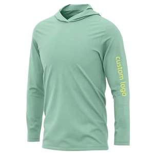 เสื้อกันแดดผู้ชายสำหรับตกปลา สีพื้น มีฮู้ด UPF 50+ ระบายอากาศ แห้งเร็ว ผ้ายืดสแปนเด็กซ์/โพลีเอสเตอร์ แขนยาว - Product Image 3