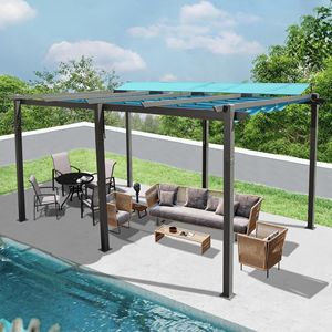 Pergola da Giardino in Alluminio 11 X 16 FT, Resistente alle Intemperie, con Tettoia Retrattile per Patio, Griglia, Gazebo, Prodotto per Vivere All'Aperto - Product Image 2