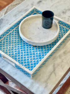 2024 meilleure fabrication Cafatsy maison plateaux de rangement nacre incrustation plateau de service avec incrustation d'os en résine décoration de Style ange - Product Image 2