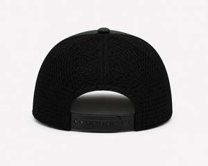 Casquette unisexe en maille ventilée vert olive et noir, chapeau de randonnée respirant avec visière incurvée et panneau logo - Product Image 4