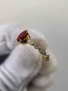 แหวนทับทิมแท้ แหวนทับทิมธรรมชาติ สำหรับวันครบรอบ แหวนเงินแท้ 925 ชุบทอง 14K แหวนหมั้น แหวนแต่งงาน แหวนสัญญา - Product Image 5