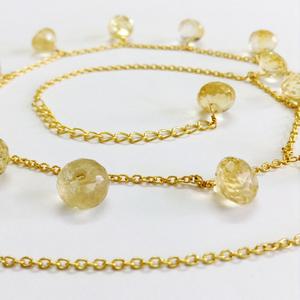 Sterling <b>Silver</b> <b>925</b> Adjustable and Fashionable Gold Plated Citrine precious Gemstones 45 cms. Trendy Link Chain Unique <b>Necklace</b> - Product Image 2