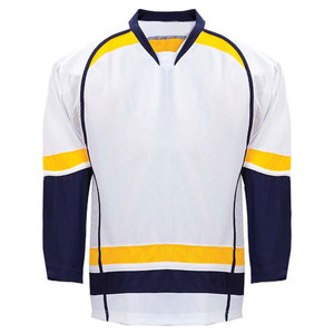 Custom Sublimated Eco Friendly Ice Hockey Jersey V Neck Full Sleeve 3D Embroidery Custom Color White Team Name Number Unisex - Product Image 4