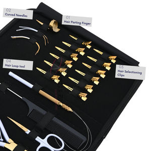 Kit d'outils professionnels pour extensions de cheveux en acier inoxydable avec pince de fermeture à micro-anneaux, outil à boucle et pinces, accessoires de salon professionnels - Product Image 3