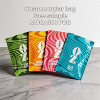 Sac en Mylar personnalisé avec finition brillante et fermeture éclair résistante aux enfants, sac plat avec intérieur en feuille d'aluminium et encoche de déchirement pour l'emballage