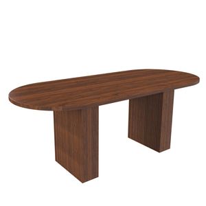 Tavolo da Pranzo Ovale Moderno Stile Fattoria da 62,9 Pollici per 6 Persone, Piano in MDF Impiallacciato Noce e Base in MDF, Tavolo da Pranzo Impermeabile - Product Image 6