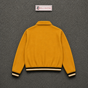 <b>Men's</b> Yellow <b>Bomber</b> <b>Jacket</b> With Zipper Closure Turn-down Collar Casual Style Regular Fit Solid Color Polyester Material Autumn W - Product Image 6