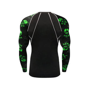 Camiseta Deportiva de Manga Larga para Hombre, Sublimada, de Alta Calidad, con Estampado de Calavera Negra y Verde, de Secado Rápido - Product Image 2