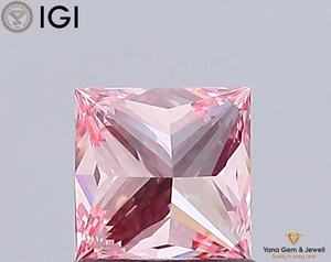 เพชรเจียระไนทรงปริ้นเซส น้ำหนัก 1.00 กะรัต ความใส VVS2 สีชมพูแฟนซี ได้รับการรับรองจาก IGI ผลิตด้วยวิธี CVD สำหรับแหวนเพชรเดี่ยวสุดหรู - Product Image 5