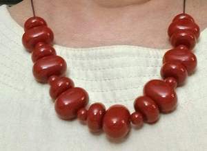 Trendy Vintage Geometric Resin Beaded <b>Necklace</b> Bold Colorful <b>Statement</b> Piece Unisex Lightweight Jewelry Party Daily Wear Stylish - Product Image 3