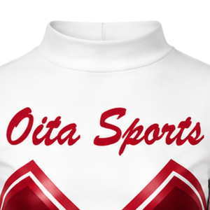 Ensemble uniforme de cheerleading sublimé rouge et blanc à manches longues avec jupe plissée – Tenue de sport d'équipe pour entraînement et performance – Personnalisable - Product Image 4
