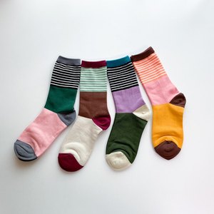 Chaussettes rayées pour femmes, mode coréenne, en coton peigné de qualité supérieure - Product Image 4
