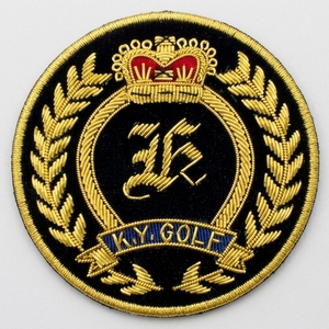 Parche Bordado Personalizado con el Escudo del Club de Golf, Aplique Redondo Cosido, Insignia de Corona Dorada para Uniformes, Chaquetas, Gorras y Prendas - Product Image 1