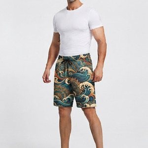 Shorts de sport pour hommes en molleton sublimé, taille mi-haute à cordon de serrage, style streetwear décontracté - Product Image 5