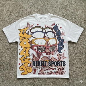 เสื้อยืดคอตตอนเปล่าพิมพ์ลายโลโก้แบบกำหนดเอง REXFIT SPORTS สำหรับงานพิมพ์ซิลค์สกรีนแบบรีดร้อน เสื้อผ้าสตรีทแวร์ผู้ชาย - Product Image 3