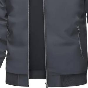 Veste de sport d'hiver légère et de haute qualité pour homme, col montant, logo personnalisable sur le devant, design tricoté 100% coton - Product Image 5