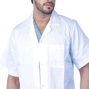 Bata de laboratorio profesional para hombre, blanca, unisex, de algodón y poliéster, para médicos, enfermeros, laboratorio, farmacia. - Product Image 4