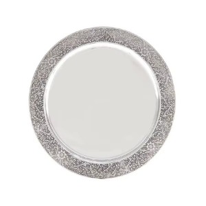 Plateau de service artisanal en métal, designs classiques, fabrication indienne, OEM ODM, personnalisable, avec base de support. - Product Image 4