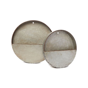 Jardinière murale rustique galvanisée faite à la main, finition antique, poche murale en métal pour décoration de ferme, pot de fleurs suspendu pour intérieur - Product Image 4