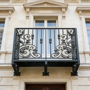 Rampe de balcon en fer forgé de style victorien KHP KHP-BRO-02, murale, résistante à la rouille, facile à assembler, avec motifs complexes - Product Image 4