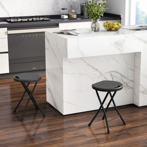 Set di 2 panche da patio rotonde da 18 pollici con maniglia e design pieghevole - Product Image 6