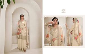 Ensemble élégant Gharara en soie de chinon en viscose lourde avec broderie de séquence Jari multi-fils pour l'hiver - Product Image 3