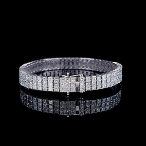 Pulsera de tenis de oro de 14K y chapado en oro de 18K con diamantes cultivados en laboratorio de corte princesa de 14.16 quilates, 174 piezas, joyería fina de lujo para bodas - Product Image 1
