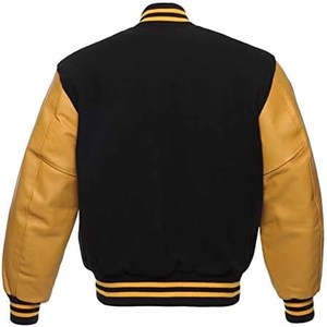 New Look <b>Men</b> College Letterman Wool & <b>Leather</b> Varsity <b>Jacket</b> - Product Image 5