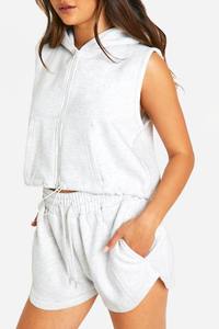 <b>Ladies</b> Sleeveless Hoodie <b>Shorts</b> <b>Set</b> Women Two Piece Lounge Outfit Custom Logo Hoodie <b>Shorts</b> <b>Set</b> Women Casual Summer Tracksuit Pr - Product Image 4