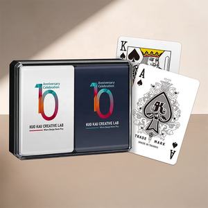 Cartes à jouer personnalisées - Marque 310gsm Papier finition lisse D303 Taille poker Double jeu Boîte en plastique Anniversaire familial Anniversaire d'entreprise - Product Image 2