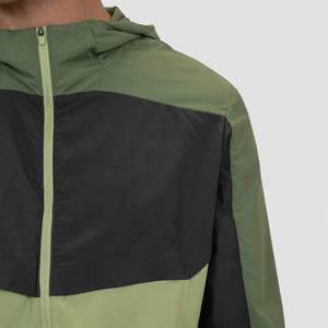 Men Hooded <b>Windbreaker</b> Jacket Color Blocking Green <b>Black</b> Lightweight Zipper Casual Spring Wear - Product Image 3