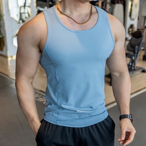 Men's <b>White</b> O-Neck <b>Tank</b> <b>Top</b> Quick Dry Knitted Sporty Style Polyester Solid Color - Product Image 2