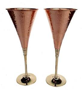 Verres à cocktail et à vin en métal de 9 oz, aspect cuivre royal, avec pied en laiton pour flûtes à champagne, vente en gros pour mariages - Product Image 4